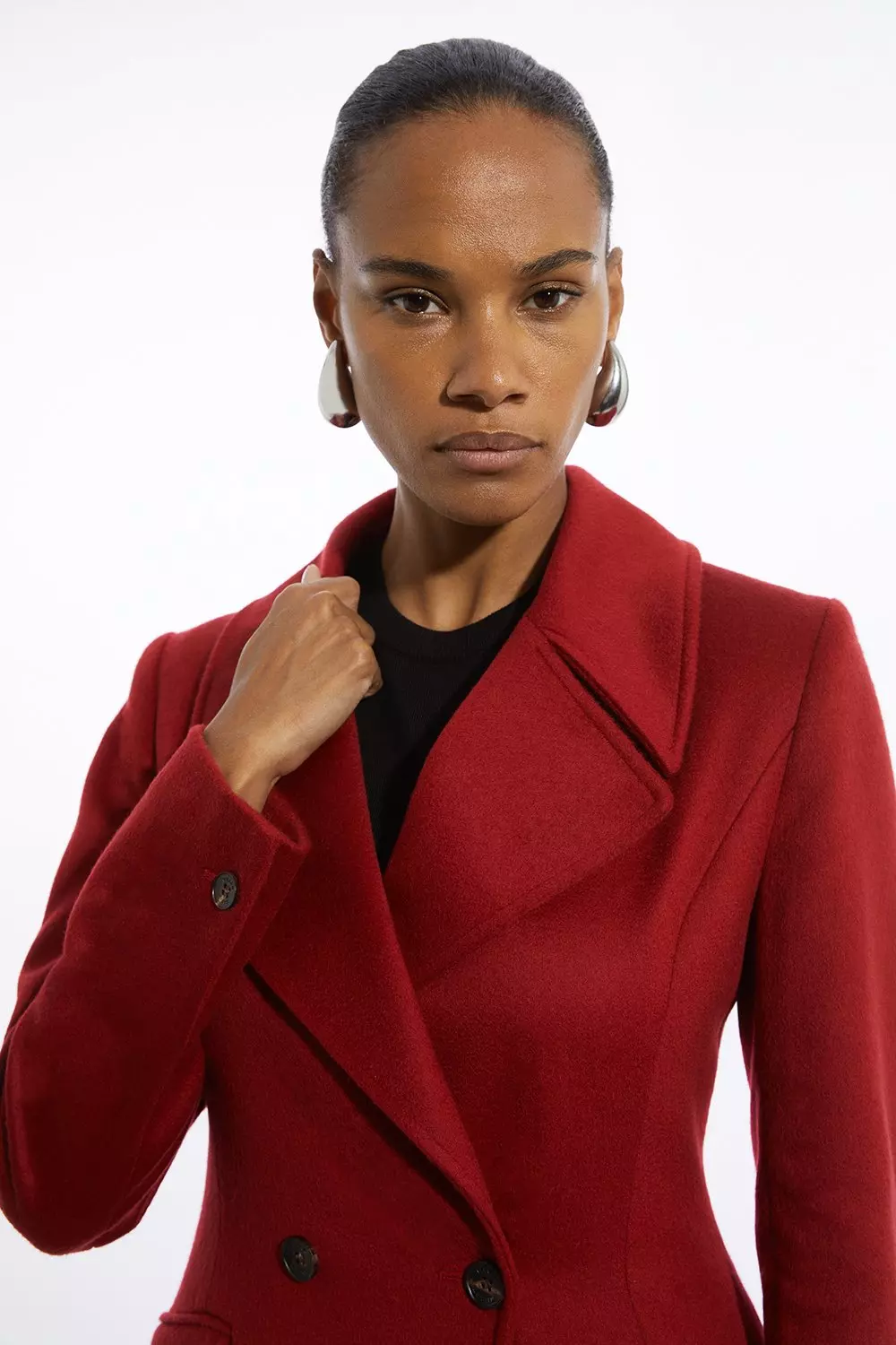 Italian Manteco Wool Blend Tailored Flared Skirt Midaxi Coat Karen Millen